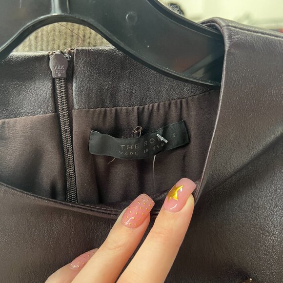 The Row Brown Burgundy Leather Sheath Fitted Dress size 2/4 - Picture 7 of 8